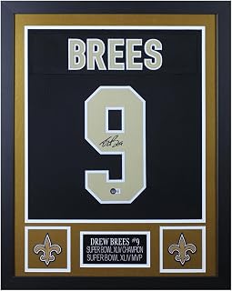 Drew Brees Autographed Black New Orleans Jersey - Beautifully Matted and Framed - Hand Signed and Certified Authentic by Beckett