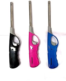 KARAN KING® Pack of 3 Refillable Safety Gas Candle BBQ Fire Lighter Plastic 27 cm Colour