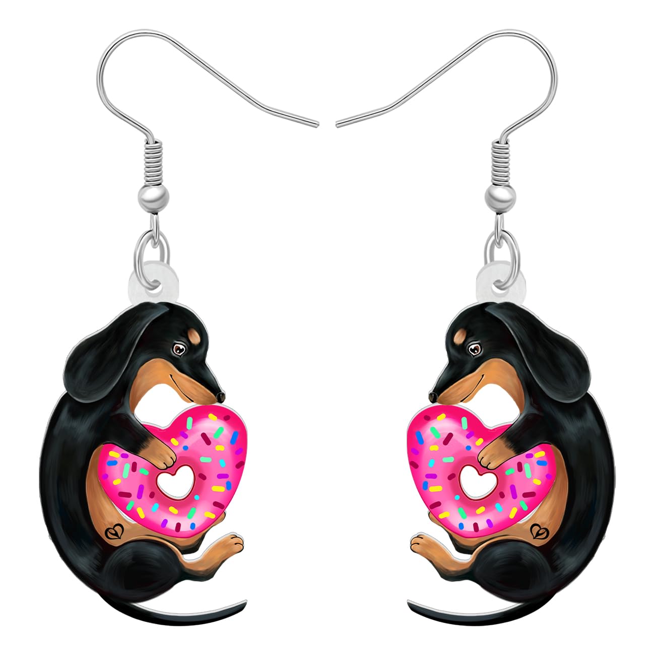 Acrylic Dachshund Gift Dog Dangle Earrings Cute Cartoon Dog Jewelry for Women Pe