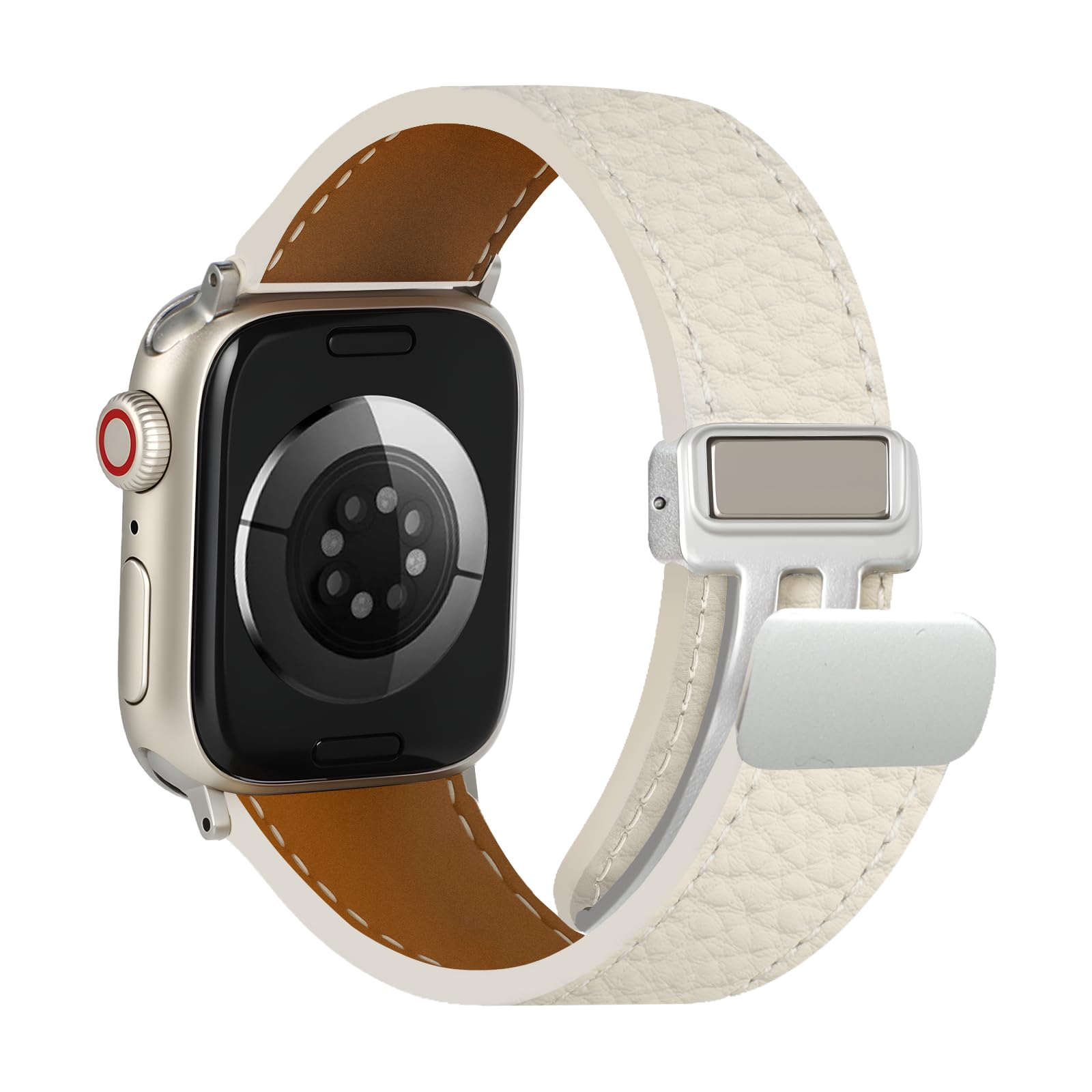 Cinturino magnetico in pelle compatibile con Apple Watch da 46 mm, 45 mm, 44 mm,