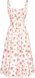 Scarlet Darkness Floral Print Ruffled Chest Flowy Summer Dress