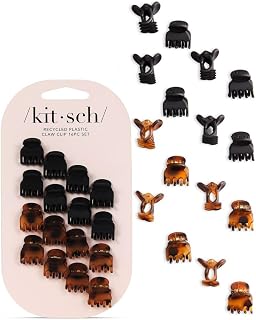 Kitsch Mini Hair Clips for Women - Tortoise &amp; Black, 16 Pcs | Stays In Place Without Pulling or Snagging, Durable &amp; Sturdy Plastic Small Hair Clips For Bangs, Stylish Hair Accessories