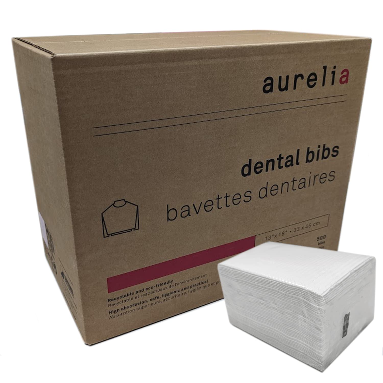 [500 Pack] Aurelia Extra Absorbent Disposable Dental Bibs Without Glue - Patient