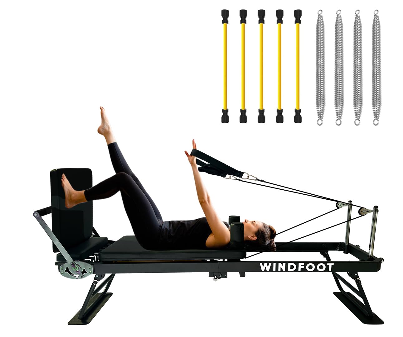 WINDFOOT Foldable Pilates Reformer Workout Machine for Home and Gym, Pilates Exe