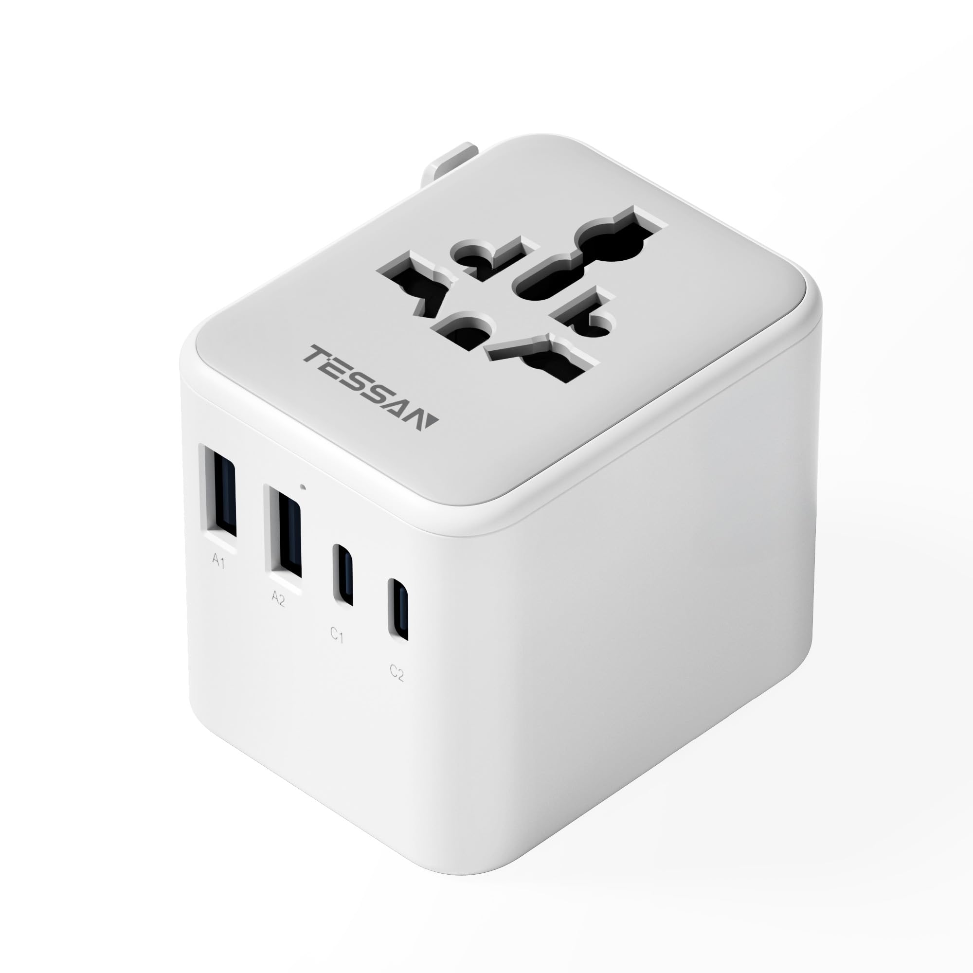 TESSAN Universal Travel Adapter Worldwide with 2 USB C and 2 USB A Ports | Unive