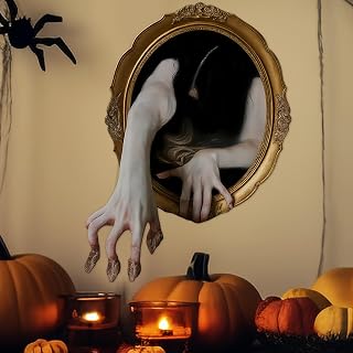 2 x Horror Magic Mirror Hand Wall Stickers Removable Self Adhesive PVC Decals for Home, Office, Kitchen, Shop & Halloween Party Decoration