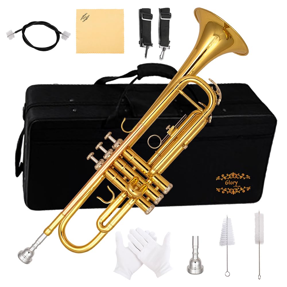 Glory Bb Trumpet, Brass Trumpet for Beginner & Student, Standard B Flat Trumpet 