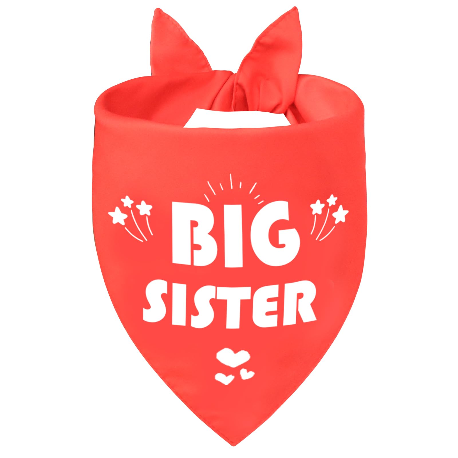 Big Sister Dog Bandana for Medium Dogs, Reversible Red Scarf