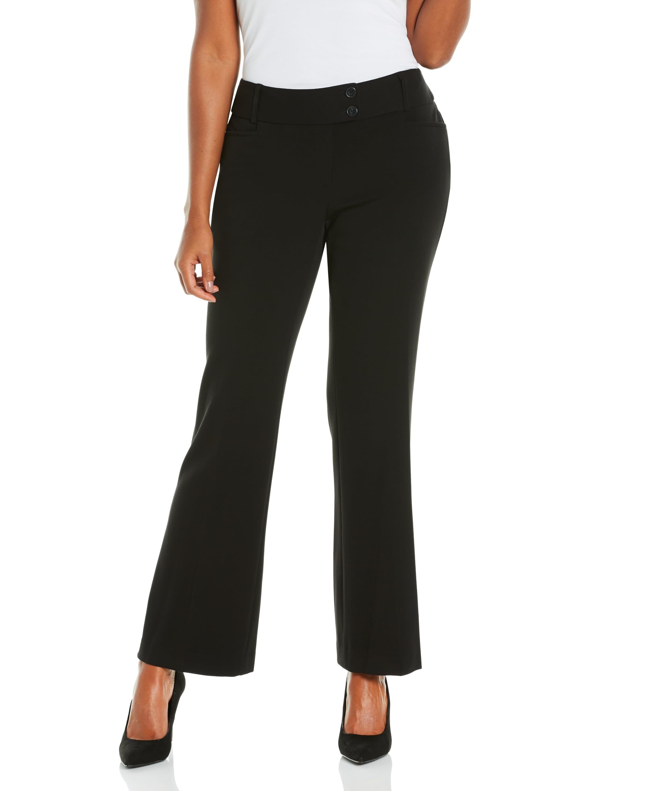 Rafaella Women's Petite Curvy Fit Gabardine Bootcut Stretch Dress Pants