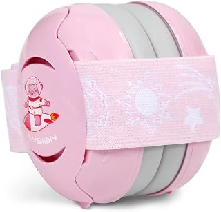 LYSIAN Baby Ear Protection Earmuffs, 25dB SNR, Infants and Toddlers, Pink | Infant noise reduction ear muffs with soft adjustable headband for sleep, travel, flights, fireworks &amp; events