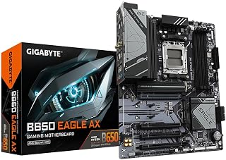 Gigabyte B650 EAGLE AX Motherboard - Supports AMD Ryzen 7000 CPUs, 12+2+2 Phases Digital VRM, up to 7600MHz DDR5 (OC), 1xPCIe 5.0 + 2xPCIe 4.0 M.2, Wi-Fi 6E 802.11ax, GbE LAN, USB 3.2 Gen2