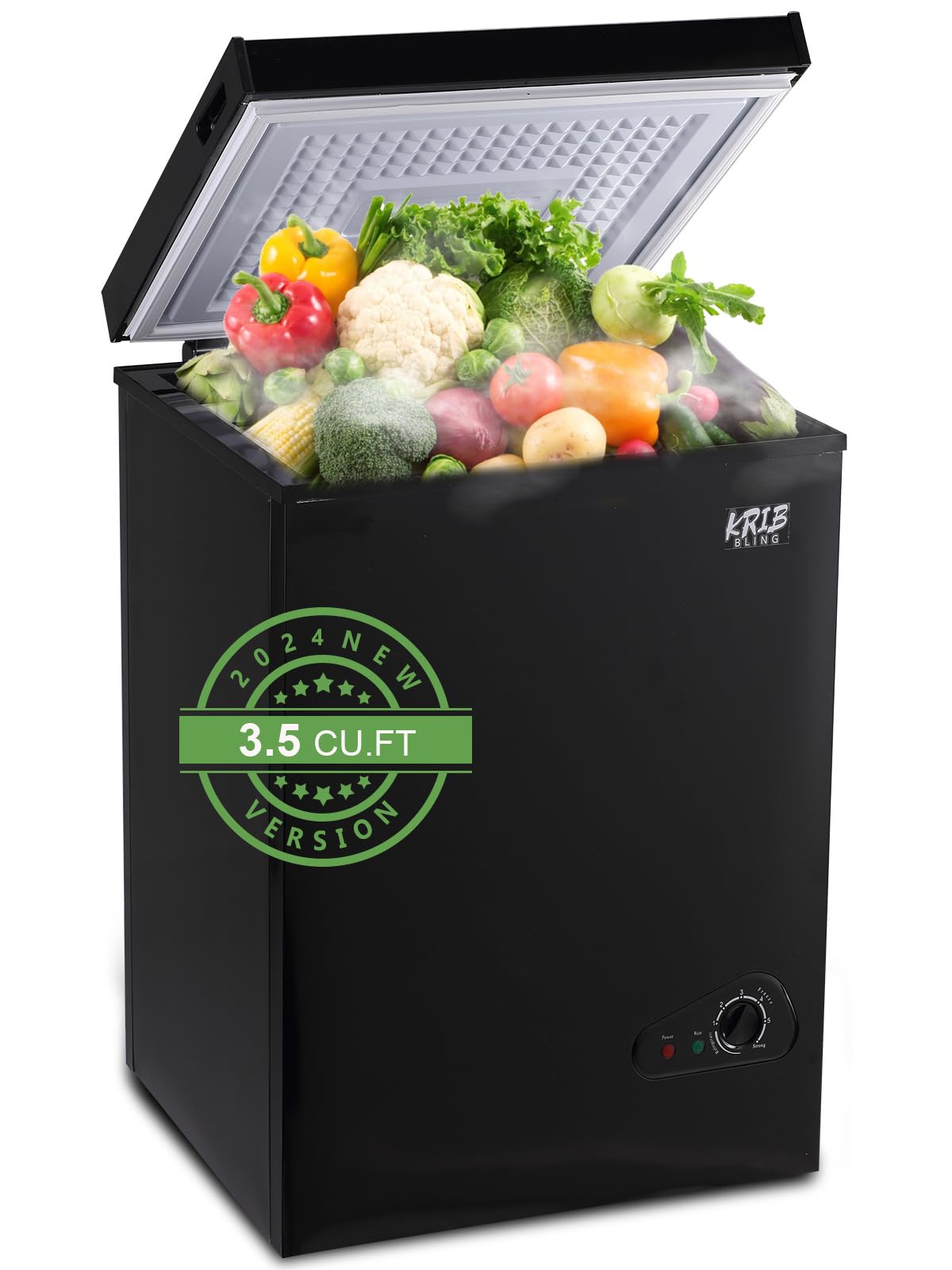 KRIB BLING Chest Freezer Adjustable Thermostat with Removable Storage Basket for