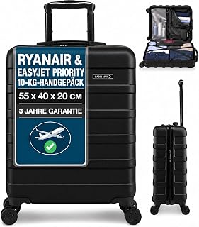 Cabin Max Anode Cabin Suitcase, Lightweight Hard Shell Suitcase, with 4 Wheels and Combination Lock, black, Suitcase
