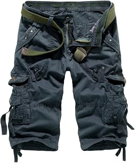Cargo Shorts for Men Multi Pockets 3/4 Pants Solid Color Casual Sports Shorts Bermuda Short Pants Comfortable Resistant Shorts Work Pants Outdoor Summer