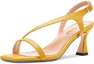 Saekcted Women's Block Chunky Mid Heel Open Toe Sandals Straps Ankle Buckle Casual Dress 6.5 CM Heels