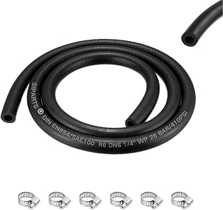 6mm Fuel Line Hose, 3.28Ft 1/4 Inch Inner Diameter Fuel Line Set, 1 Meter Fuel Pipe Fuel Hose with 6 Hose Clamps, Suitable for Trucks, Cars, Tractors and Small Engines