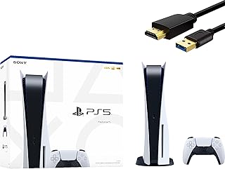 PlayStation 5 Disc Edition 825GB Gaming Console + 1 Wireless Controller for PS5, 8-Core x86-64-AMD Ryzen Zen 2 CPU, 16GB GDDR6, Up to 120FPS, Michooyel HDMI_Cable (Renewed)