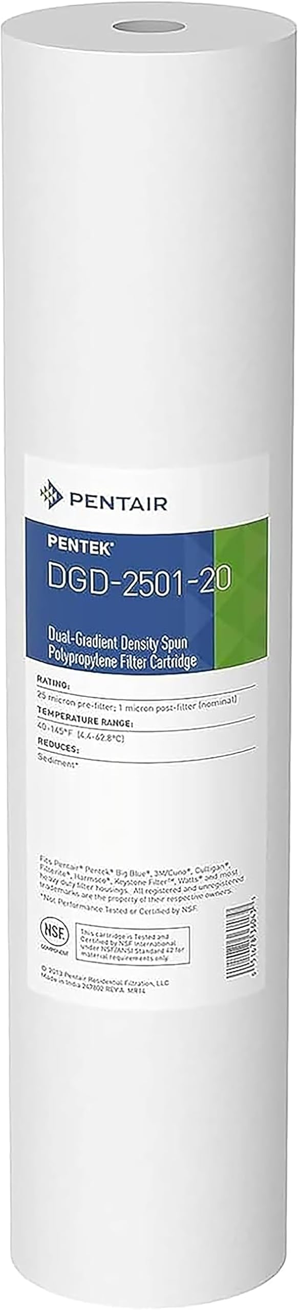 Pentair Pentek DGD-2501-20 Big Blue Water Filter, 20-Inch Whole House Sediment F