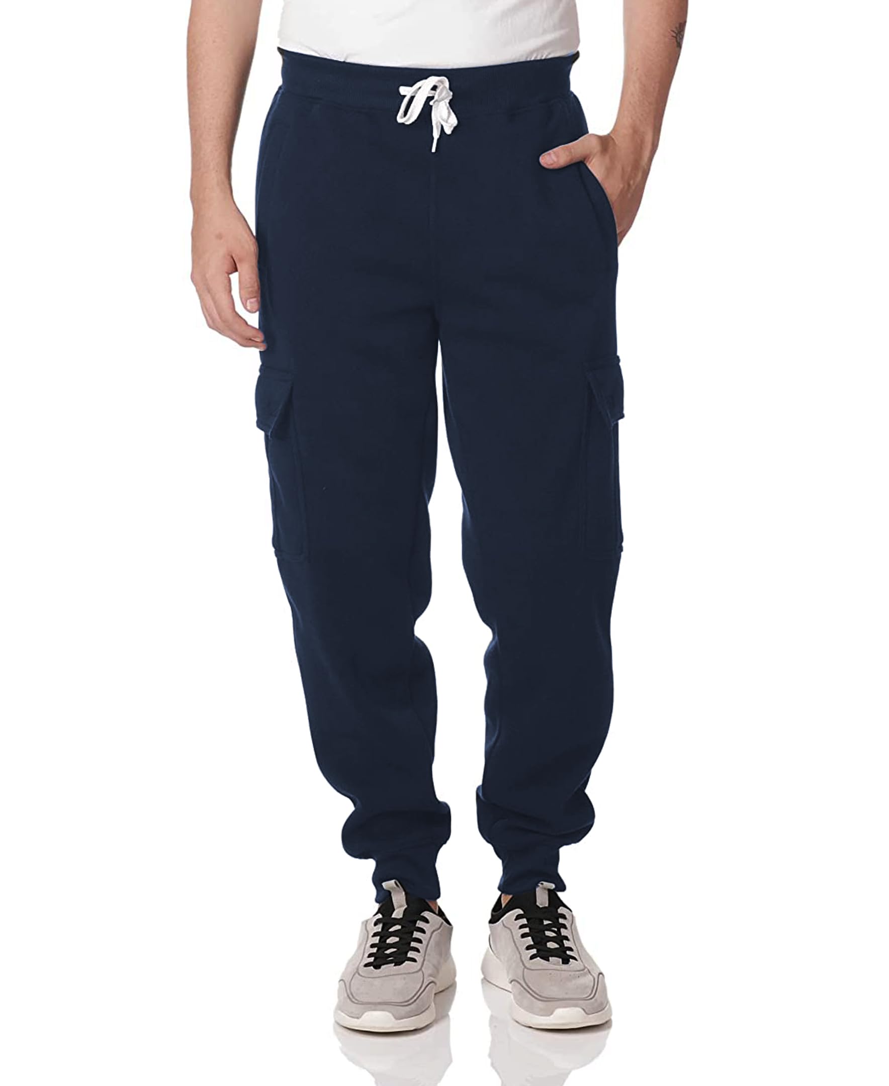 Southpole Men's Basic Active Cargo Jogger Pants, Fleece & Tech Woven Nylon