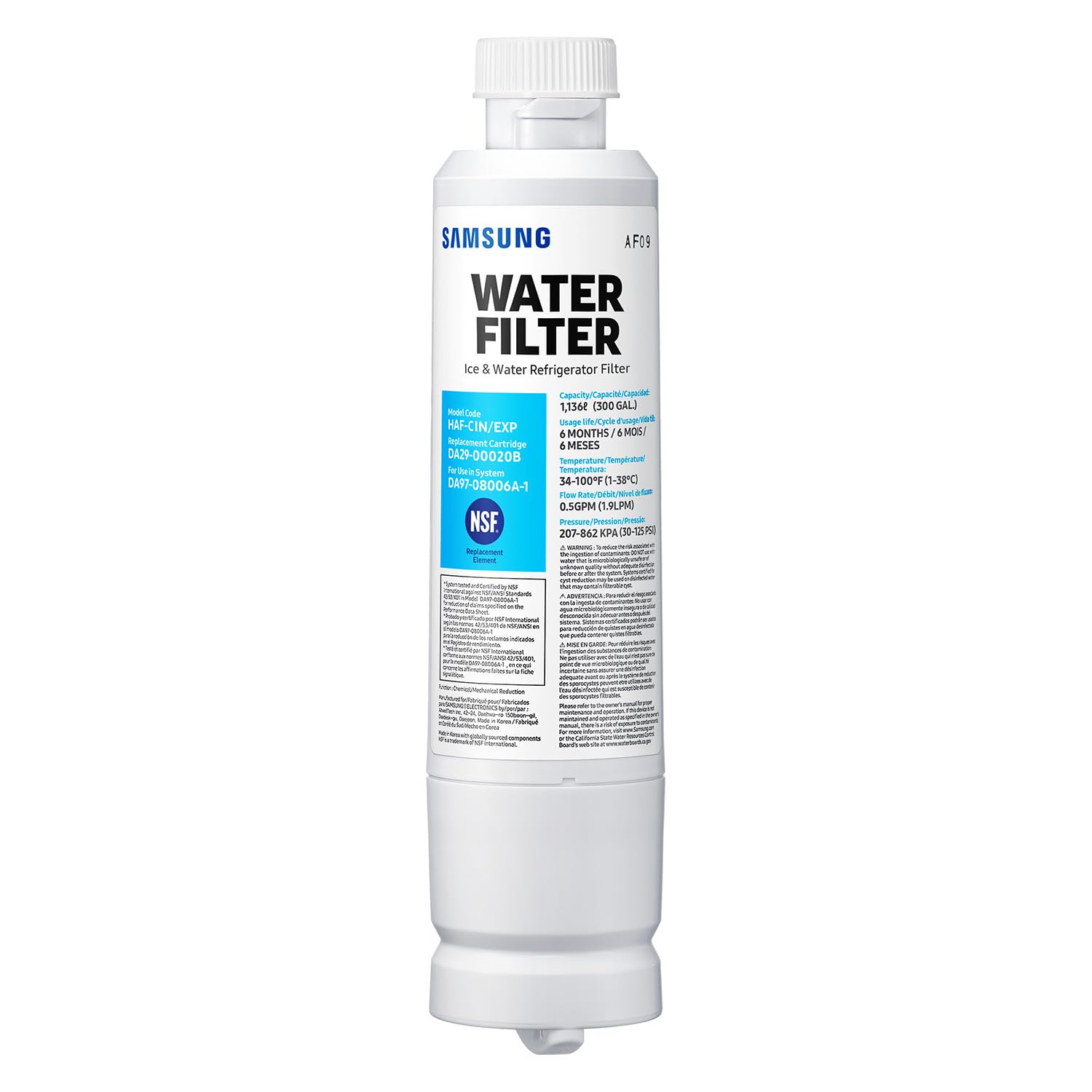 SAMSUNG Genuine Filter for Refrigerator Water and Ice, Carbon Block Filtration f