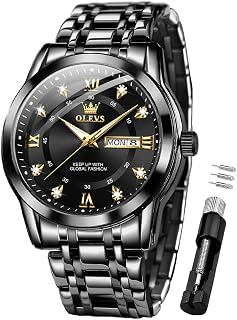 OLEVS Watch for Men Diamond Business Dress Stainless Steel Mens Watches