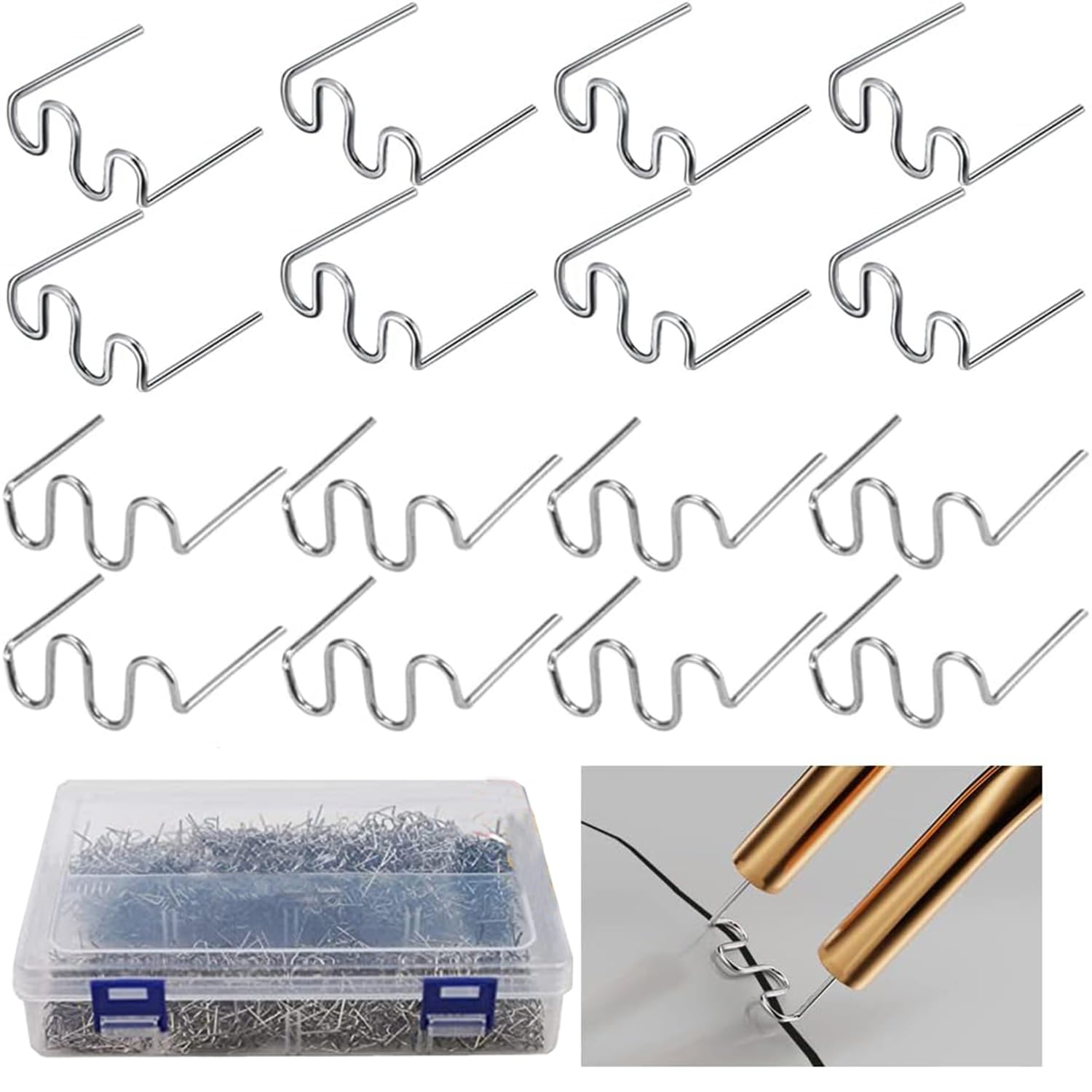 DLronwey Plastic Welding Staples 1000 pcs,2 Types Hot Staples for Decoration,Aut