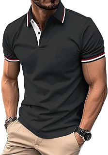 zitysport Men's Polo Shirt Short Sleeve Breathable Golf Shirt Summer Sports Basic Slim Fit T-Shirt with Chest Pocket Polo Shirt