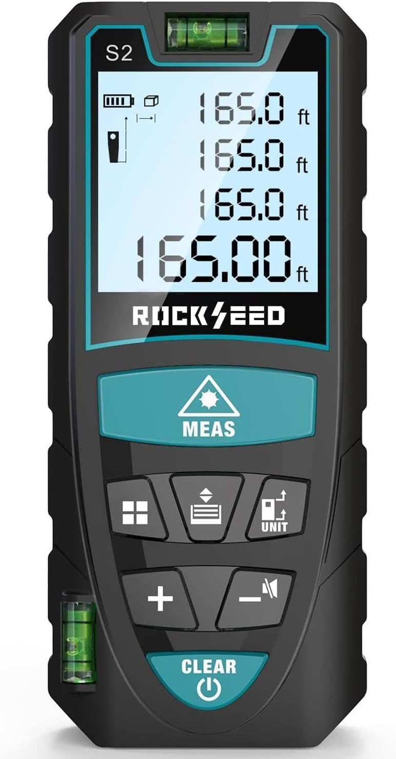 Laser Measure,RockSeed Digital Laser Distance Meter with 2 Bubble Levels,Portabl