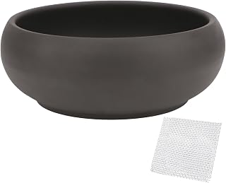 Happy Bonsai Pot 8" (20.5cm) Unglazed Round Ceramic Succulent Planter + Drainage Screen