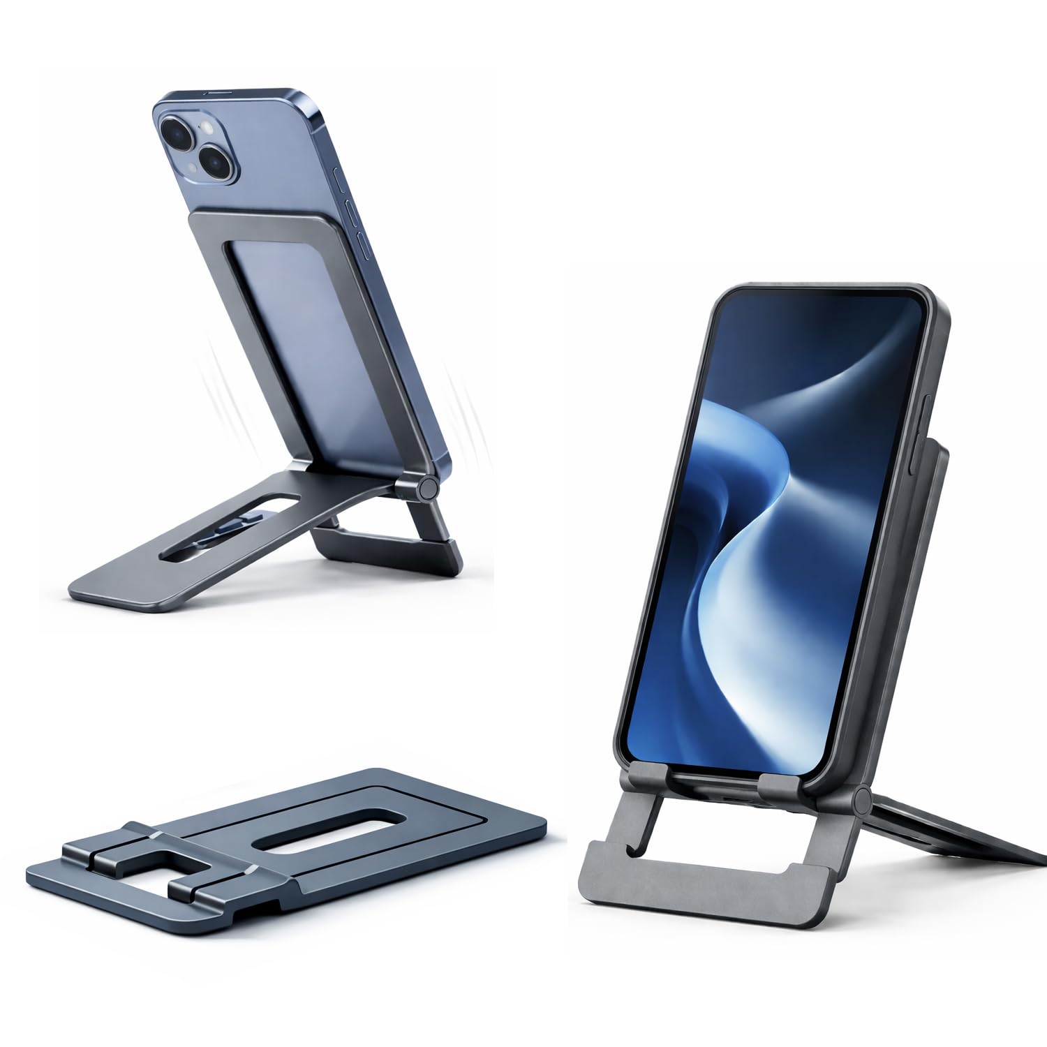 Mizi Aluminium Phone Stand for Desk, Foldable Adjustable Cell Phone Holder, Port