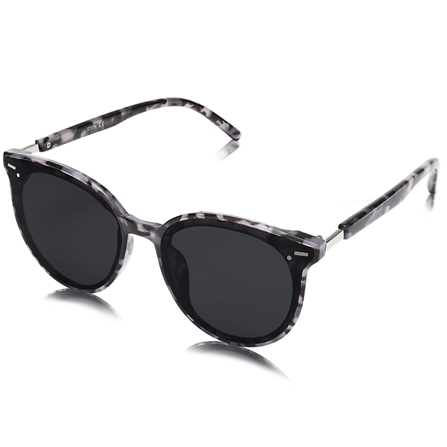 SOJOS Klassisch Retro Runde Sonnenbrille Damen Herren Groß Brille SJ2067