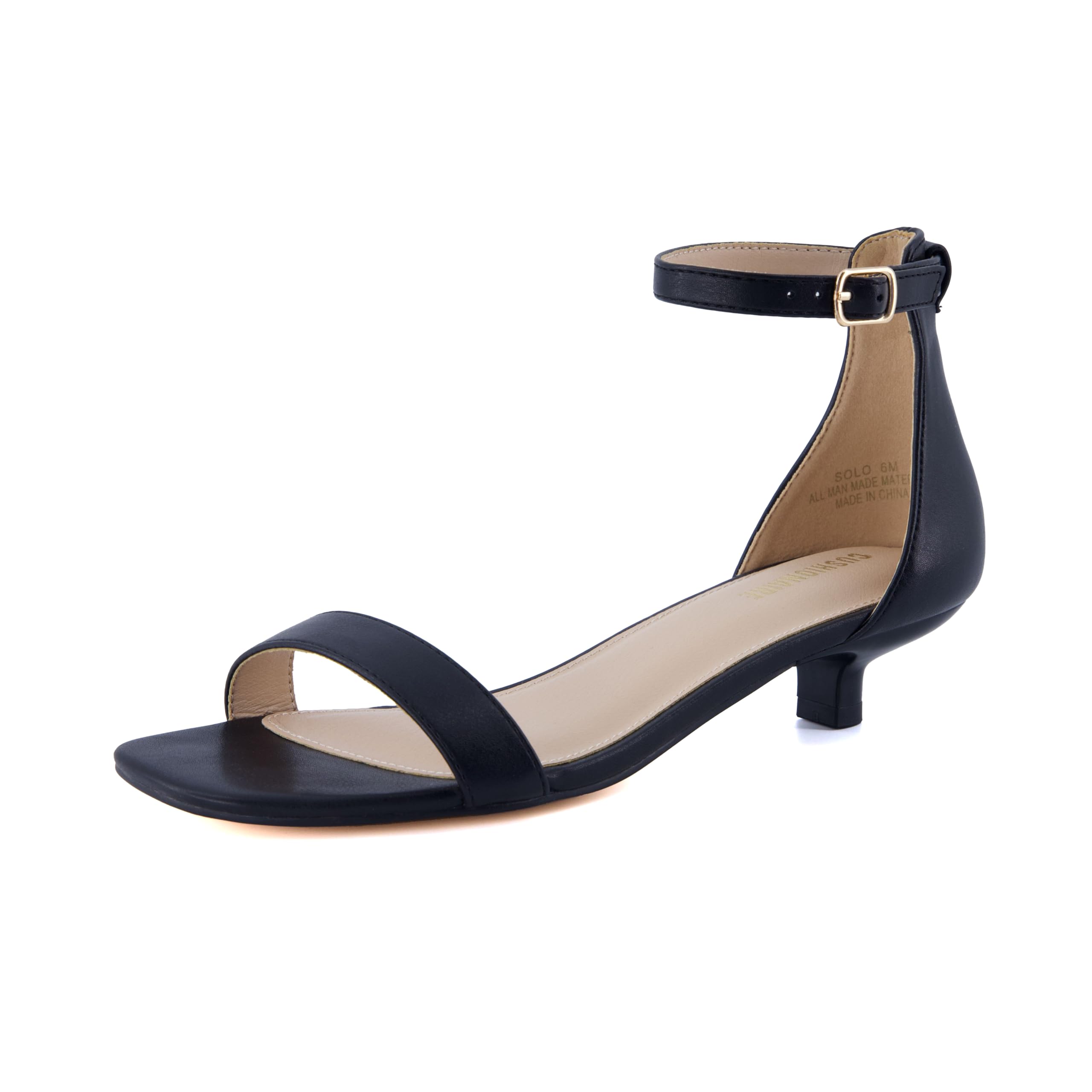 CUSHIONAIRE Solo Sandales à talon chaton pour femme - 1 bande de cheville avec s