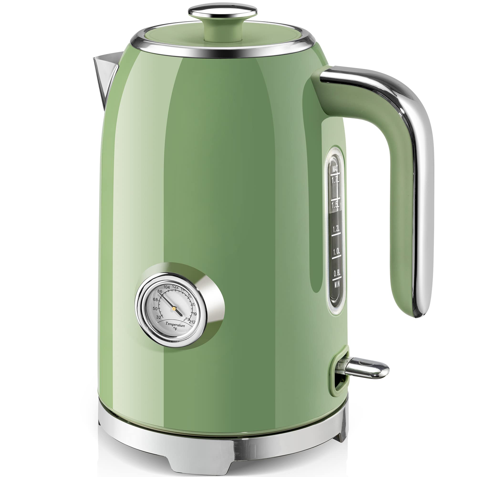 SUSTEAS 57oz Electric Kettle with Thermometer, Hot Water Pot, Retro Green | Elec