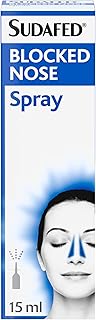 Sudafed Blocked Nose Spray (1 x 15ml), Relief from Congestion Caused by Cold and Allergies, Nasal Spray Provides Congestion Relief, Lasts Up to 10 Hours and Gets to Work in 2 Minutes