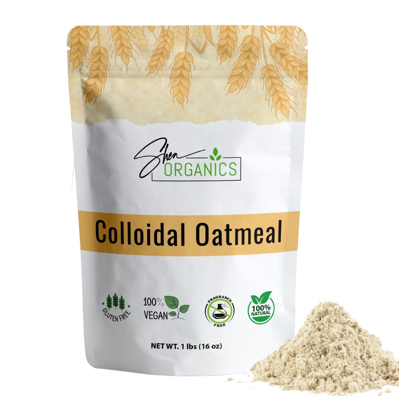Shea Organics Colloidal Oatmeal – 16 OZ | Soothing Bath & Skin Care Powder | Hel