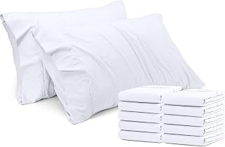 Utopia Bedding Queen Pillow Cases - 12 Pack - Envelope Closure - Soft Brushed Microfiber Fabric - Shrinkage and Fade Resistant Pillow Covers Queen Size 20 X 30 Inches (Queen, White)