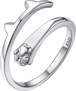 ChicSilver 925 Silver Ring, Women's, Popular, Paw Print, Cat and Dog Design, Free Size, Cute, Accessory