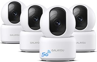 GALAYOU 5G&2.4G Dual-Band Indoor Cameras for Home Security in 2K, G2 4Pack | Wi-Fi/Nanny/Pet Cam/Baby Monitor, with Phone APP, PTZ, Night Vision, Plug-in, 2-Way Talk, Siren, 24/7 TF Card, Cloud Storage