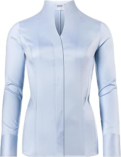 Vincenzo Boretti Blouse, Slim-fit/Cinched Waist, Elastic, Chalice Collar - Easy to Iron