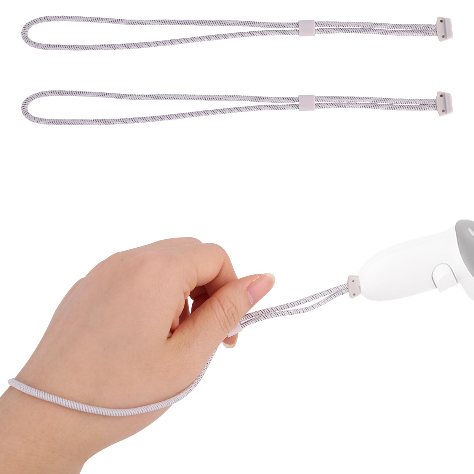 2pcs Controller Wrist Straps for Oculus Quest 3, White Adjustable Controller Han