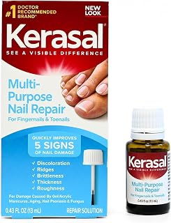Kerasal Multi-Purpose Nail Repair, Restore Nail Appearance, Brush, 0.43oz | Brush-on 5-in-1 nail care targets discoloration, ridges, brittleness, thickness and roughness with mess free application