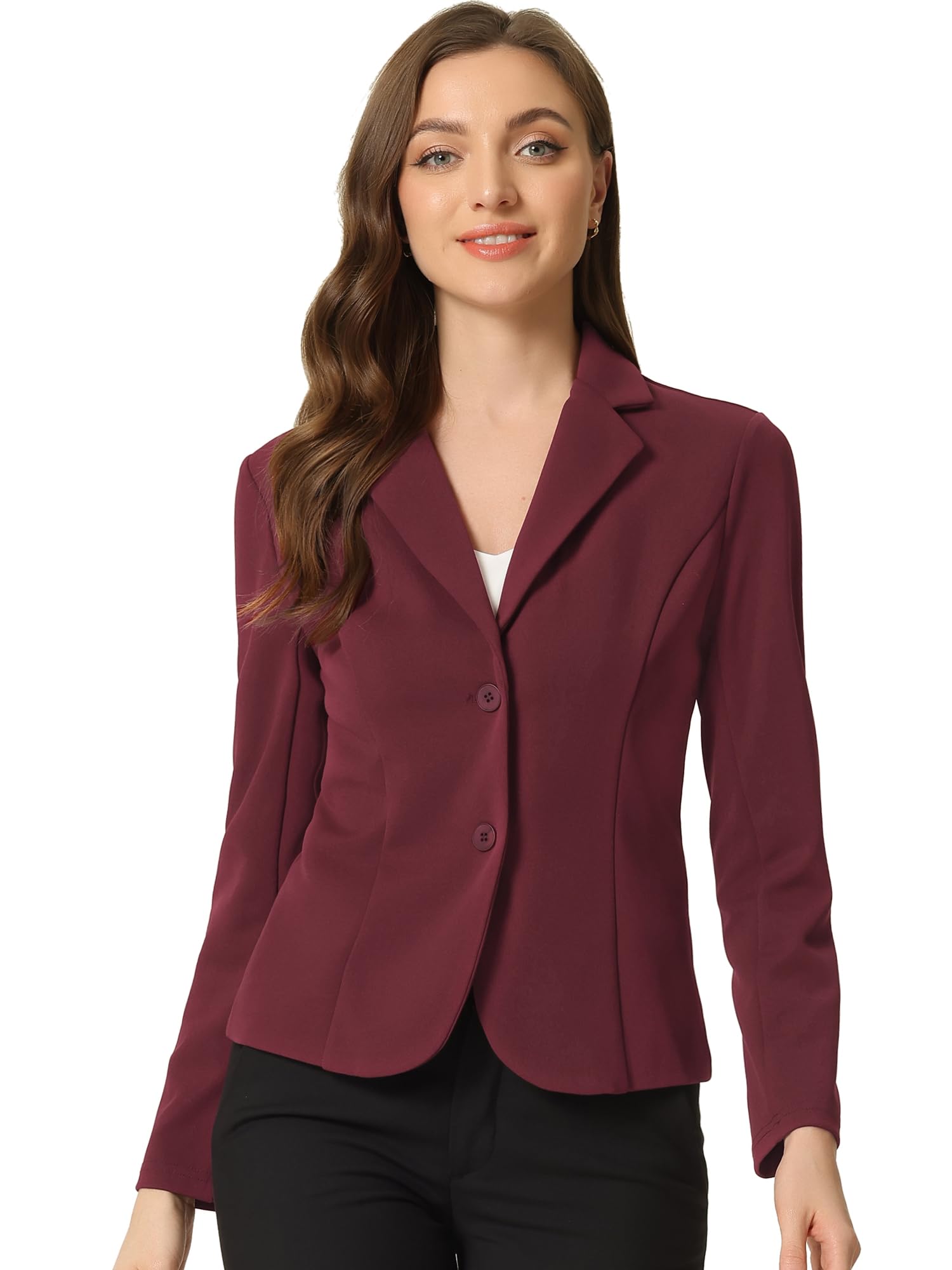Allegra K Women's Work Office Blazer Stretch Lapel Collar Long Sleeve Jacket Sui
