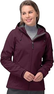 33,000ft Ladies Fleece Lined Soft Shell Jacket Warm Lightweight Hooded Windproof Outdoor Hiking Jacket