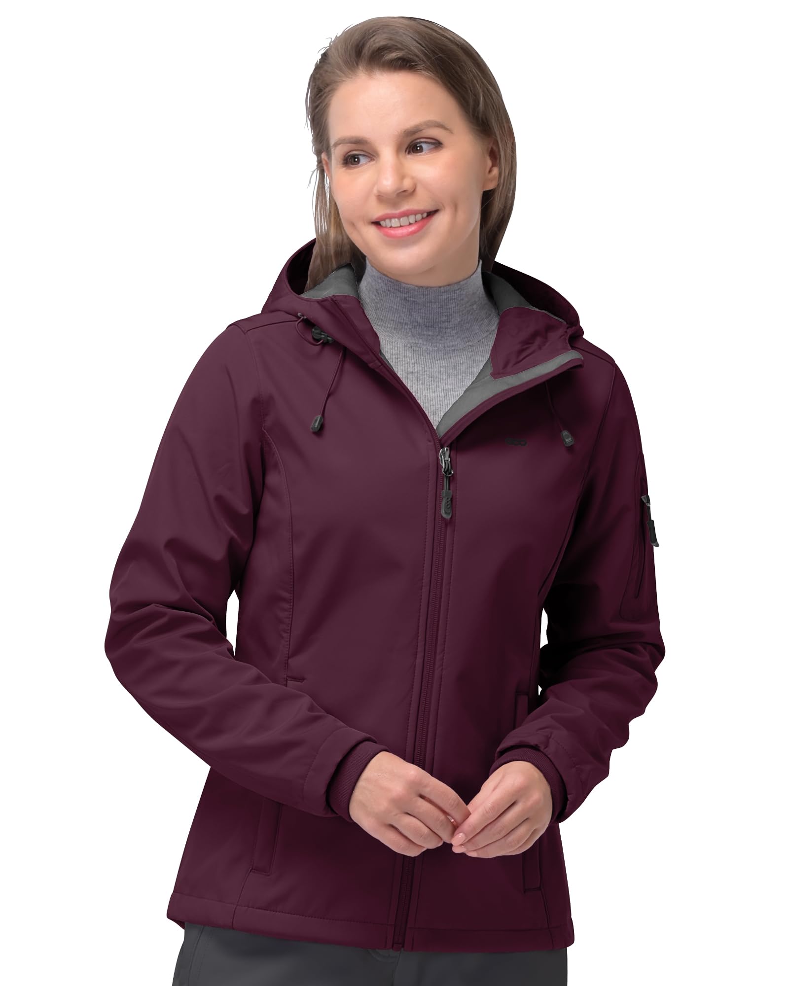 33,000ft Ladies Fleece Lined Soft Shell Jacket Warm Lightweight Hooded Windproof