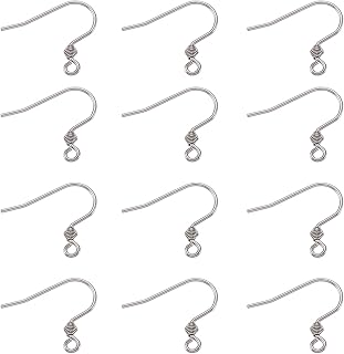 100pcs Stainless Steel French Style Fish Hook Earrings Ear Wire 17x17.5x2.5mm with Coil for DIY Dangle Earrings Craft Jewelry Making
