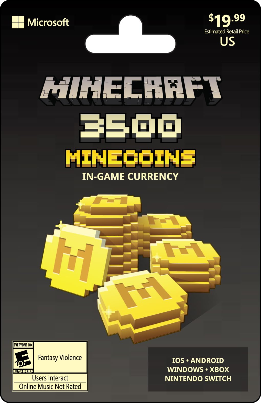 Minecraft Physical Card | Minecoins Pack: 3,500 Coins - $19.99