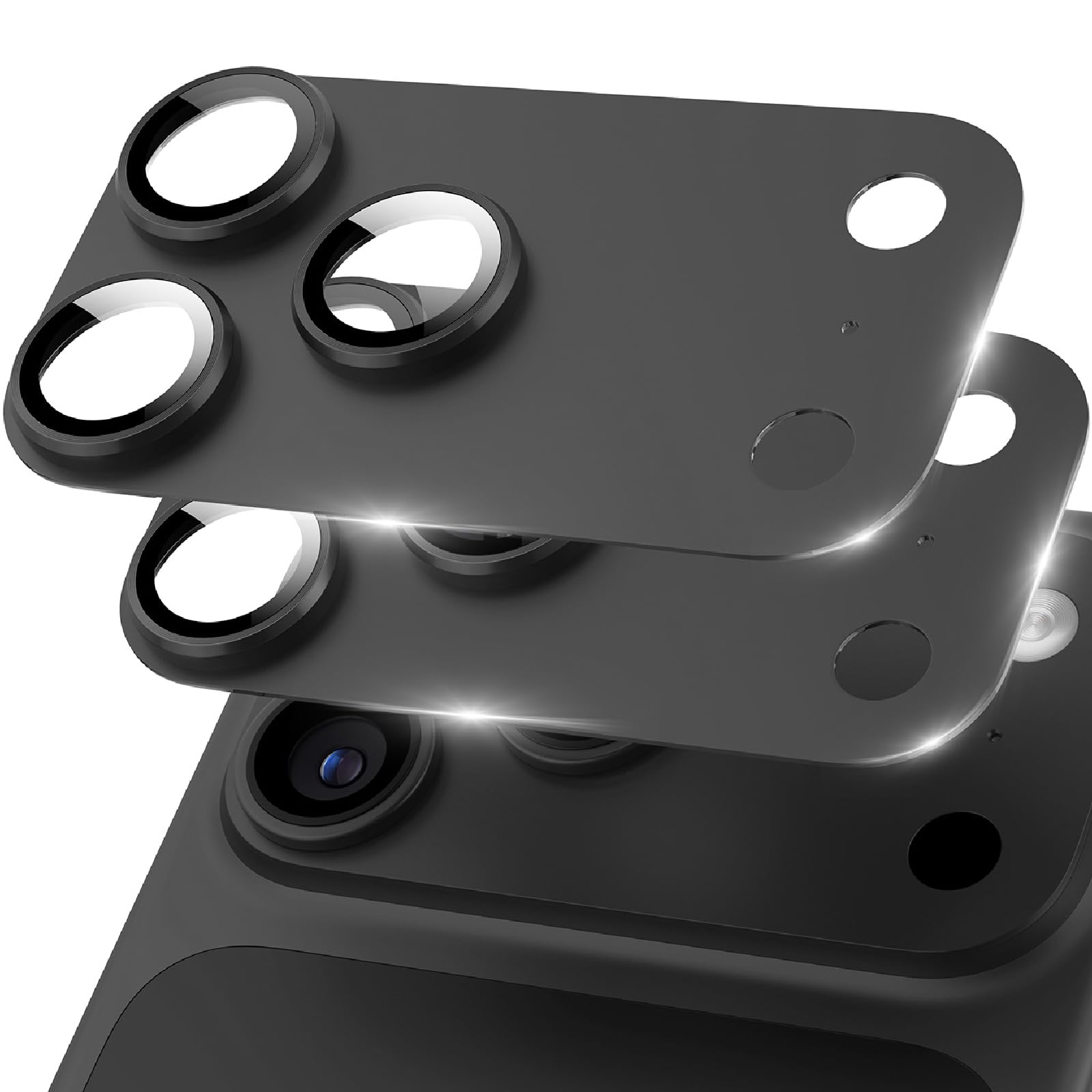for iPhone 17 Pro Camera Lens Protector Titanium Black+Black