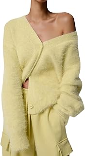 Yimoon Fuzzy Cardigan Sweater for Women V Neck Long Sleeve Button Down Loose Fuzzy Knit Sweater 2025