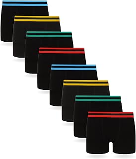 FM London Pack of 8 Boy's Boxer Shorts, Comfortable Children's Underwear