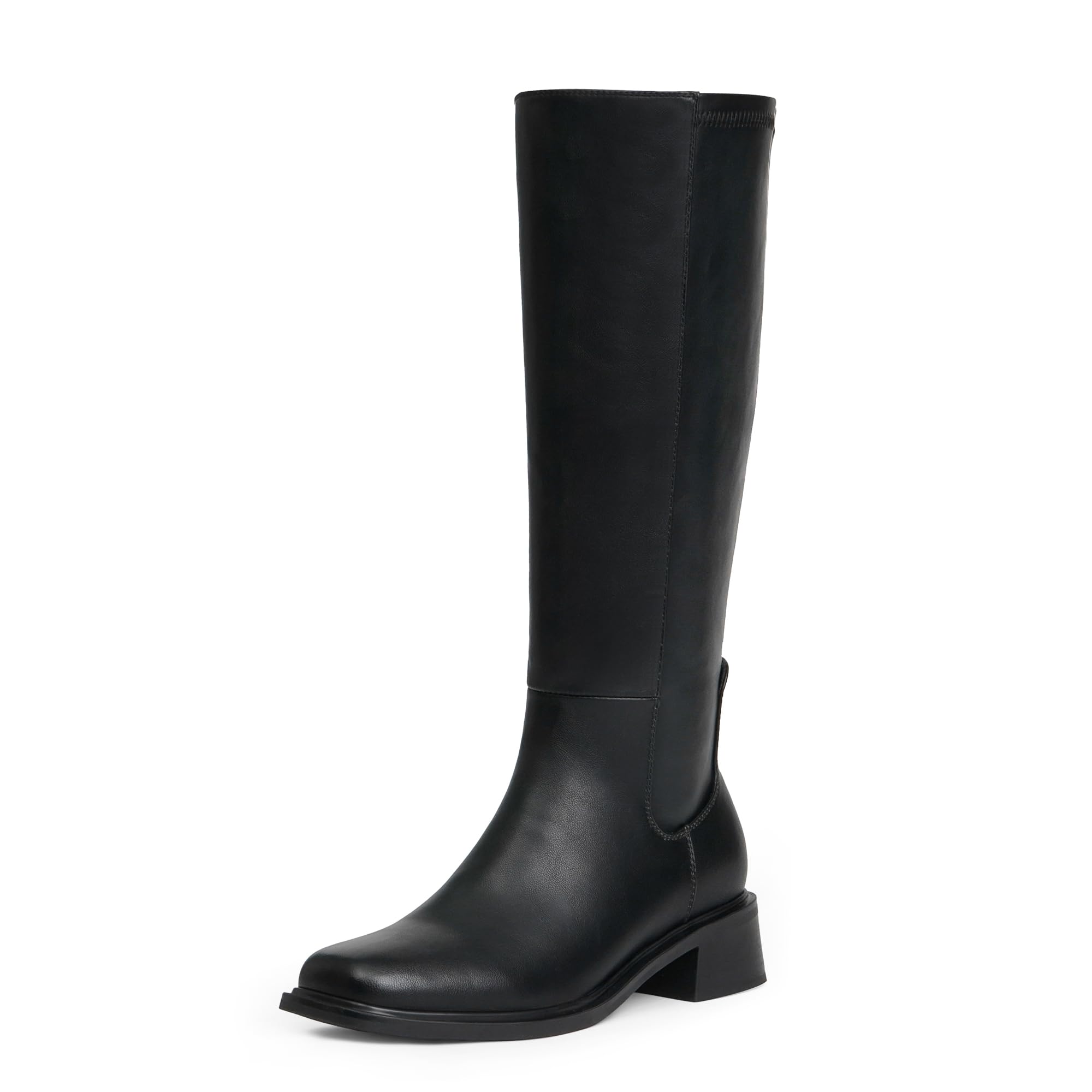 QIY Knee High Boots for Women Low Heel Flat Tall Boots